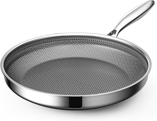 Hybrid Nonstick 9.5 Inch Frying Pan,Non Stick Frying Pan,PFAS PFOA PTFE Free,Stay-Cool Handle, Dishwasher-Friendly, Oven-Safe Up to 600°F, Induction Ready, Compatible with All Cooktops