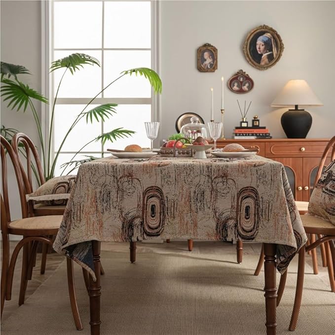 Rectangular Tablecloth Blue Leaf Plant Tablecloth Thick Tablecloth Jacquard Thickened Suitable for Living Room(Style8,100 * 140cm)