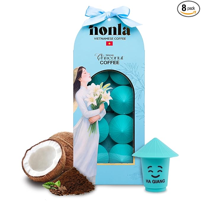 NONLA Instant Coconut Coffee Pods, 6g x 8 Freeze-Dried Sugar Free Pods, Coconut Latte Flavor, Instant Espresso Coffee for Focus & Energy, Housewarming, Birthday, Christmas Gift Box
