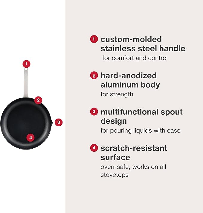 Zyliss Ultimate Pro Nonstick Frying Pan - Hard Anodized Frying Pan with Pour Spout - Non-Stick Stainless Steel Pan - Scratch-Resistant and Dishwasher-Safe Cookware - 11 inches