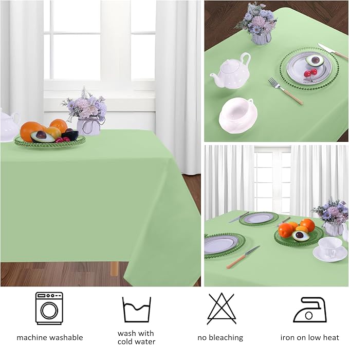 8 Pack Sage Green Table Cloth 60x126 Inch Rectangle Tablecloths for 8 Foot Rectangle Tables, Wrinkle Resistant Washable Polyester Fabric Rectangular Table Cover for Dining Banquet Wedding Party