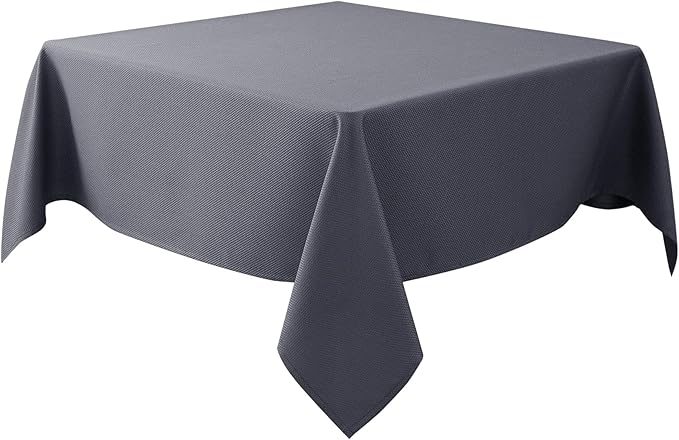 Biscaynebay Textured Fabric Square Tablecloths 60x60 Inch, Dark Grey Water Resistant Table Cloth Small Card Folding Table Covers Linen for Dining, Kitchen, Wedding and Parties etc. Machine Washable