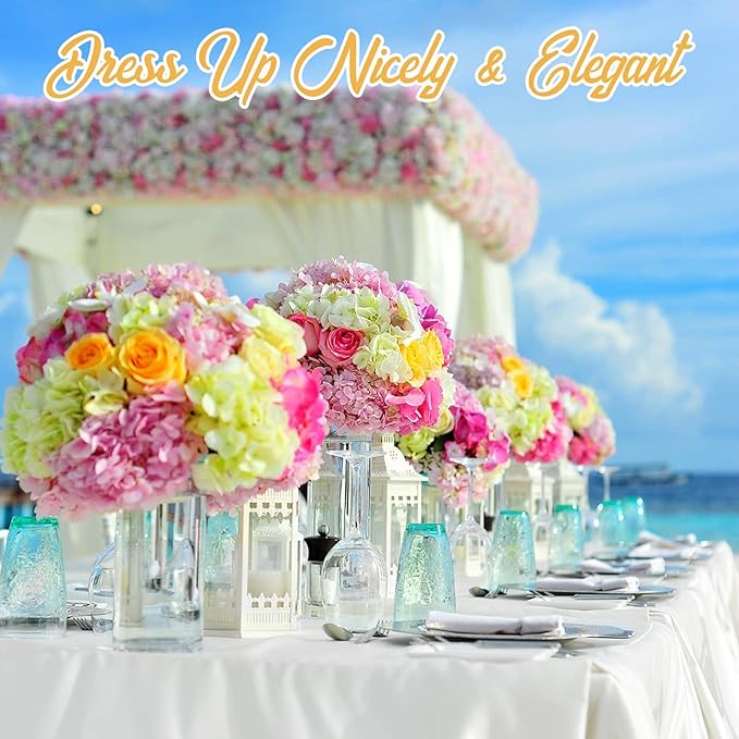 BRILLMAX 6 Pack White Tablecloths 60 x 126 Inch for 8ft Rectangle Tables - 150 GSM Polyester Fabric, 15" Standard Drop, Water, Stain & Wrinkle Resistant Cloth Cover for Wedding Banquet Dining Buffet