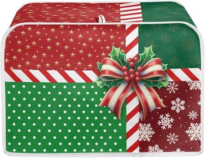 Doojoayie 2Slice Toaster Cover Dust Resistant Cover for Kitchen Small Appliance Christmas Theme Bread Machine Protector Decorative Accessories for Xmas Home Kitchen Decor