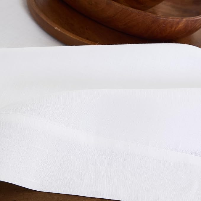 Solino Home White Linen Tablecloth 60 x 60 Inch - 100% Pure Linen Table Cloth - Fete, Machine Washable Tablecloth for Winter, Valentines, Spring, Easter