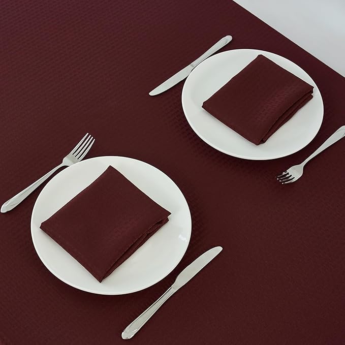 maxmill Cloth Napkins Weaved Texture Pattern Soft Comfortable and Luxury Serviette for Restaurant Family Dinners Weddings Parties and Banquets Set of 4 Pieces, 20 x 20 Inch Burgundy