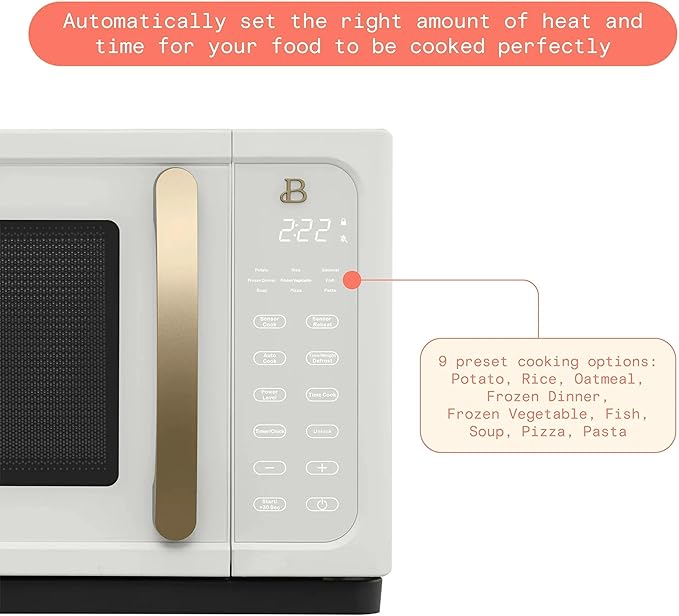 Beautiful 1.1 Cu ft 1000 Watt, Sensor Microwave Oven, White Icing by Drew Barrymore