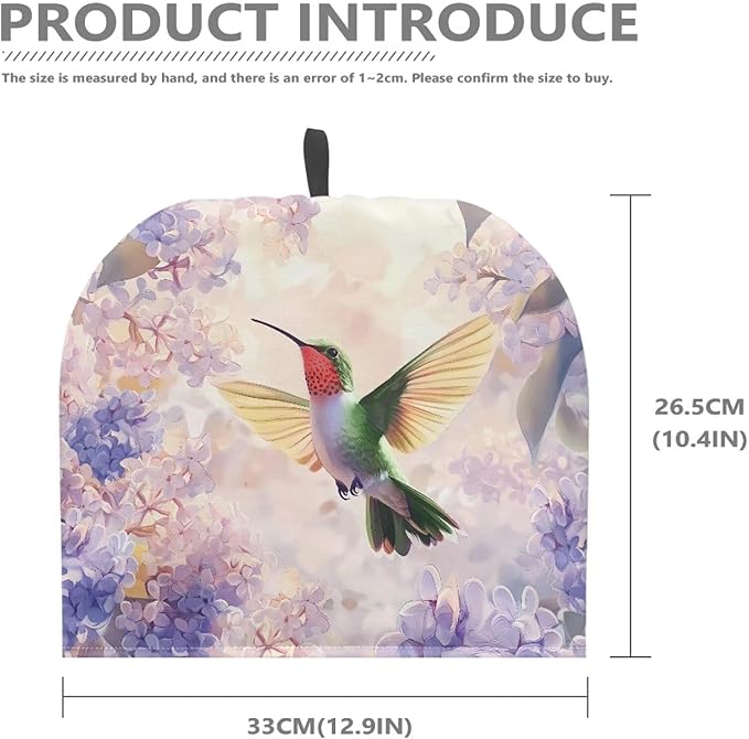 Hummingbird Purple Flower Tea Cozy for Teapot Insulated Tea Cosy Washable Tea Pot Dust Covers Breakfast Warmer for Home Kitchen Office Holiday Party Décor