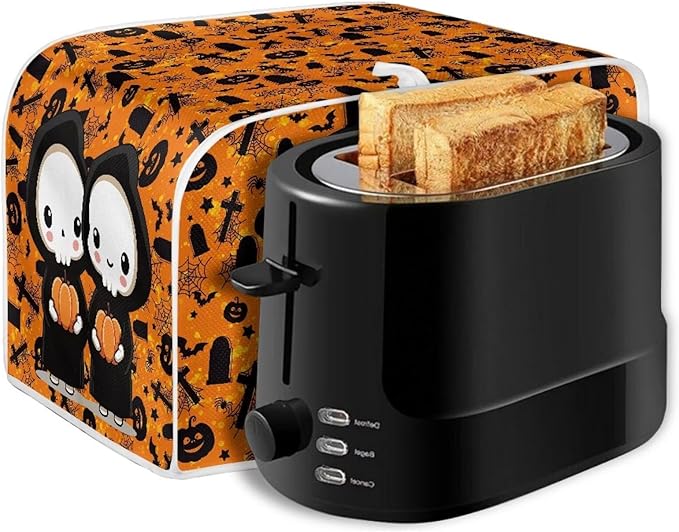 Doojoayie Cartoon Ghost Toaster Cover for Kitchen Small Appliance Bread Machine Protector Washable Oven Cover 2 Slice Kitchen Accessories Decorative Dust Protector