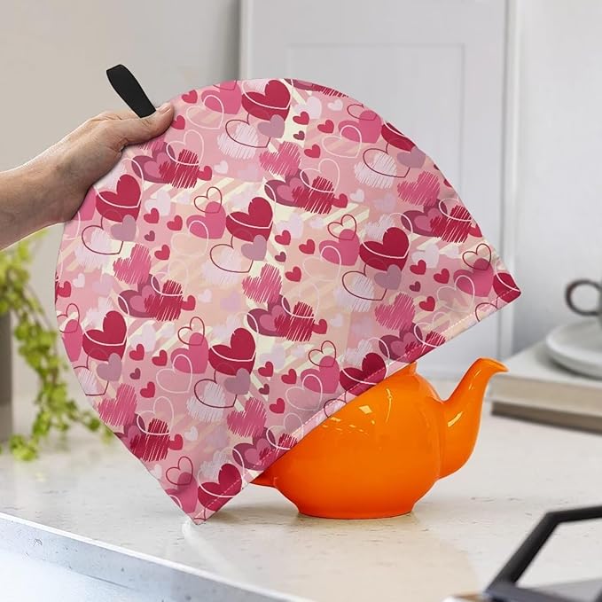 Pink Tea Pot Cover for Teapot Insulation Cover Love Heart Tea Pot Cover Warm Tea Cosy for Teapot Home Decor