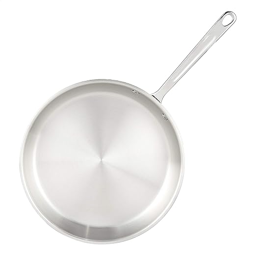 Amazon Basics Tri-Ply Stainless Steel Fry Pan, 12 inch, Silver