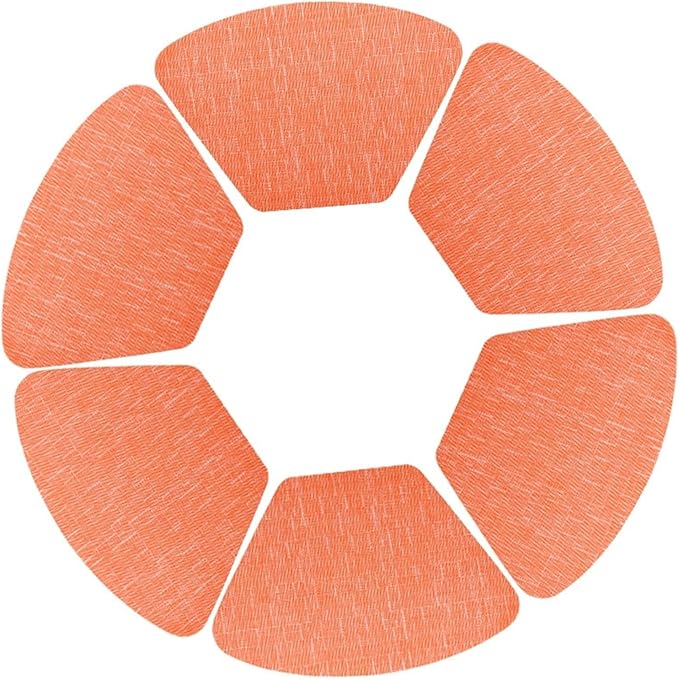 PVC Round Table Placemats Wedge Shaped Place Mat Pads with Centerpiece Round Mat Heat Table Mats Washable(Bamboo Orange)