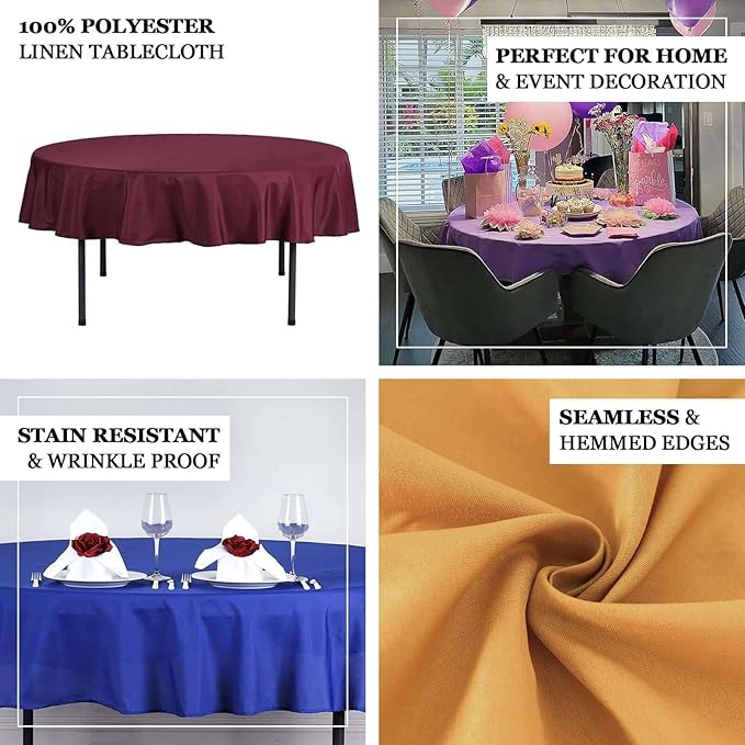 Efavormart Round Tablecloth, 70 Inch Stain & Wrinkle Resistant Washable Table Cloth, Decorative Polyester Fabric Table Cover for Banquet, Wedding, Dining- Beige