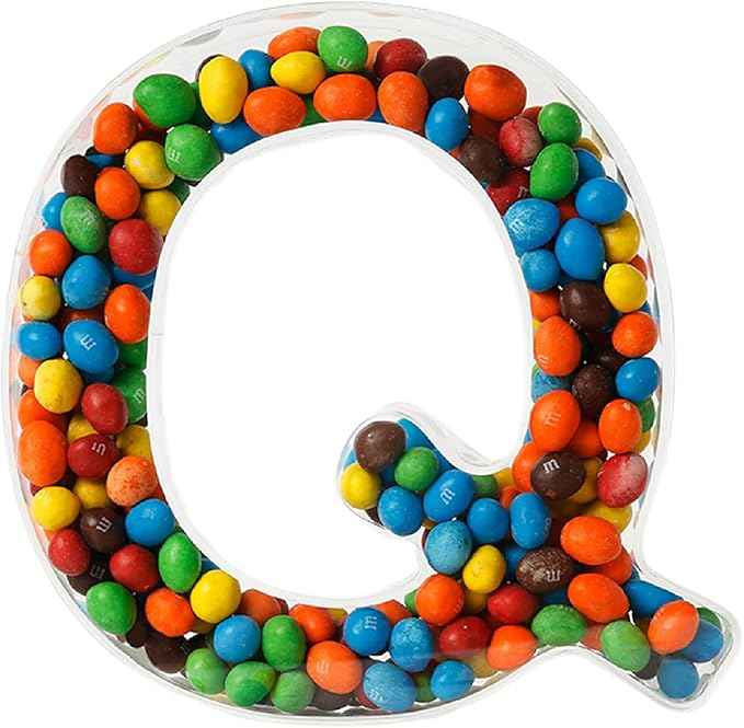 Fillable Alphabet Acrylic Tray Letter Candy Jar Reusable Party Food Jar with Magnetic Lid 10-Inch Sealed Decorative Box (Q)
