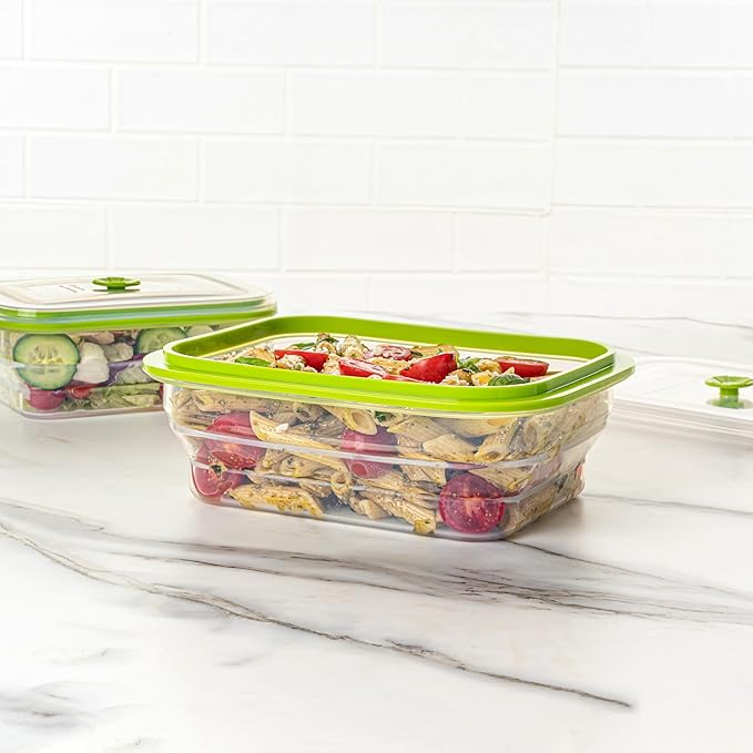 Restaurantware-Fresh Hero 51 Ounce Storage Containers, 1 Durable Airtight Food Containers - Microwavable, Freezable, Green Silicone, Collapsible, Dishwashable, With Vented Lids