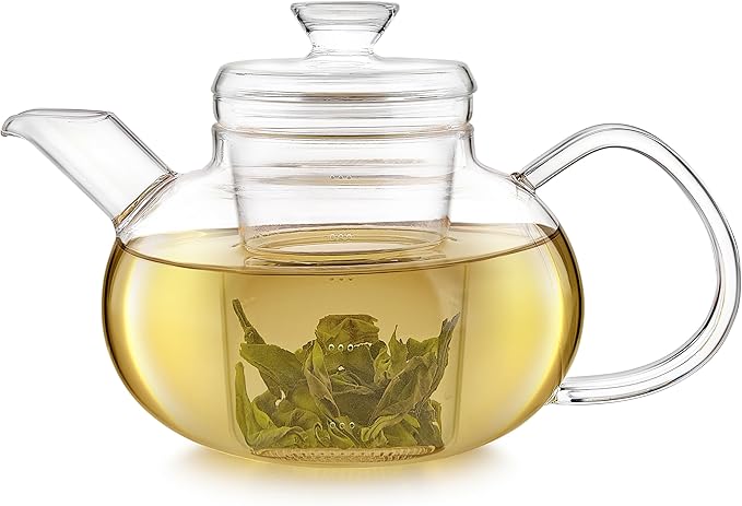 Teabloom Pure Connoisseur Heatproof Glass Teapot With Microdot Glass Infuser For Whole Leaf Teas, 34 Ounces – A Tea Purist's Choice