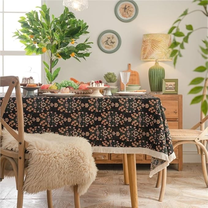 Rectangular Tablecloth Jacquard Geometric Ethnic Style Tablecloth Thick Tablecloth Suitable for Restaurant Camping(Style3,140 * 220cm)