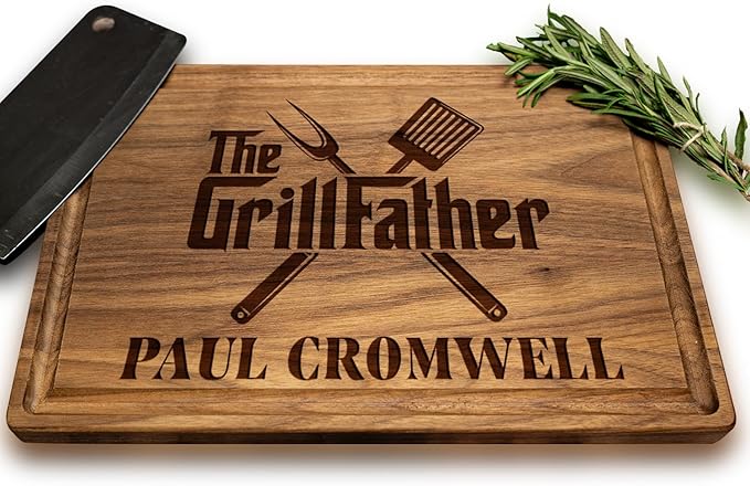 Personalized Christmas Gift for Men, Personalized Wooden Grilling Board – Custom BBQ Gift for Men: Dad, Husband, Grandpa, Father-in-Law or Him – Birthday, Anniversary, The Grillfather