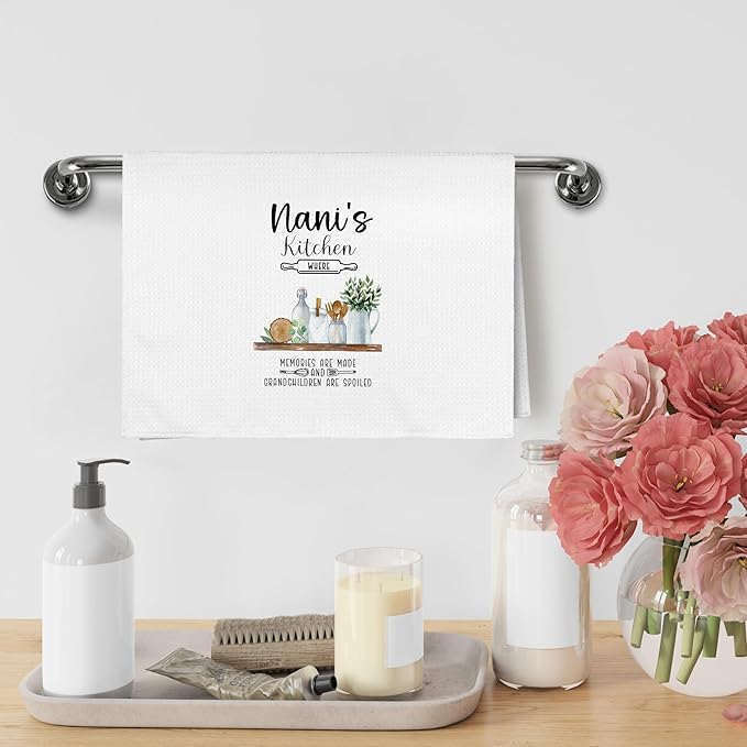 Nani Gifts Gift for India Indian Grandma from Grandkids Grandson Granddaughter, Mothers Day Christmas Birthday Gifts for Nani, Nani's Kitchen Dish Hand Tea Towels for Kitchen, 16x24 Inch