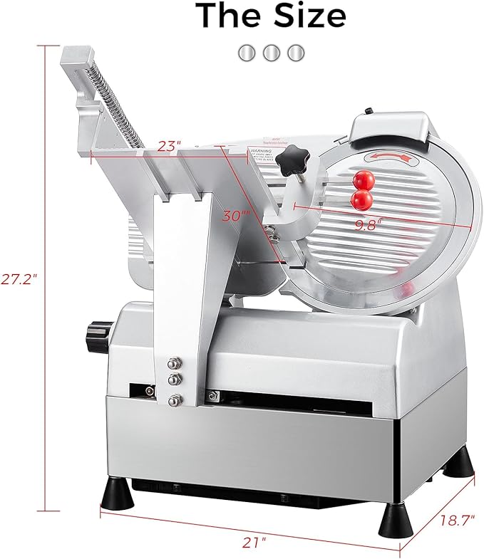 10" Electric Meat Slicer Machine for Home, 550W Automatic Deli Slicer, Adjustable 0-17mm Thickness, Stainless Steel Blade, Commercial Meat Cutter for Cheese, Bread & More