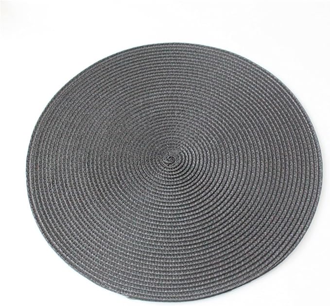 4PCS Round Woven Non-Slip Kitchen Placemat Non Slip Table Mat Kitchen Accessories Decoration Home Pad Coaster(Dark Grey)