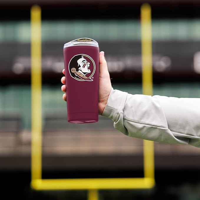 Logo Brands NCAA 20 oz Powder Coat Stainless Tumbler -Double-Wall Insulated Everday Tumbler for Hot or Cold Drinks, High Lip Lid, Team Color