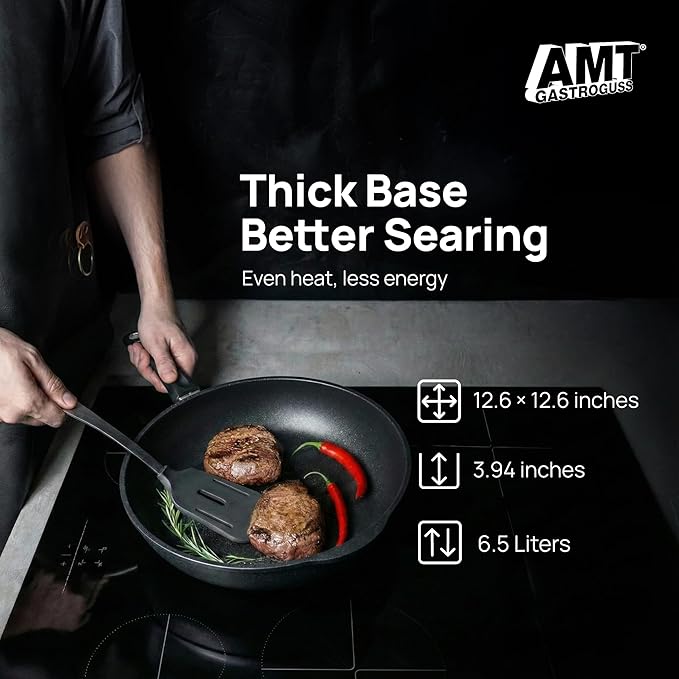 AMT Gastroguss The World´S [...] Extra Large Wok Non-Induction, Diameter 32 cm, Height 10 cm, cast Aluminium, Lotan® Non-Stick Coating, AMZN-1032S-US