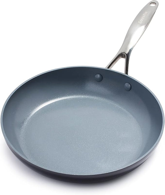GreenPan 11" Valencia Pro Ceramic Nonstick Frying Pan Skillet, Hard Anodized PFAS-Free Cookware, Induction Ready, Compatible on All Cooktops, Dishwasher & Oven Safe, Stainless Steel Handle, Gray