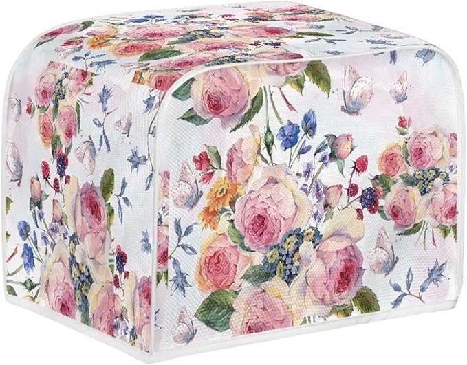 Doojoayie Pink Peony Toaster Cover 4 Slice Toaster Dust Cover Washable & Waterproof Small Appliance Protector for Kitchen Accessary,Gift for Women