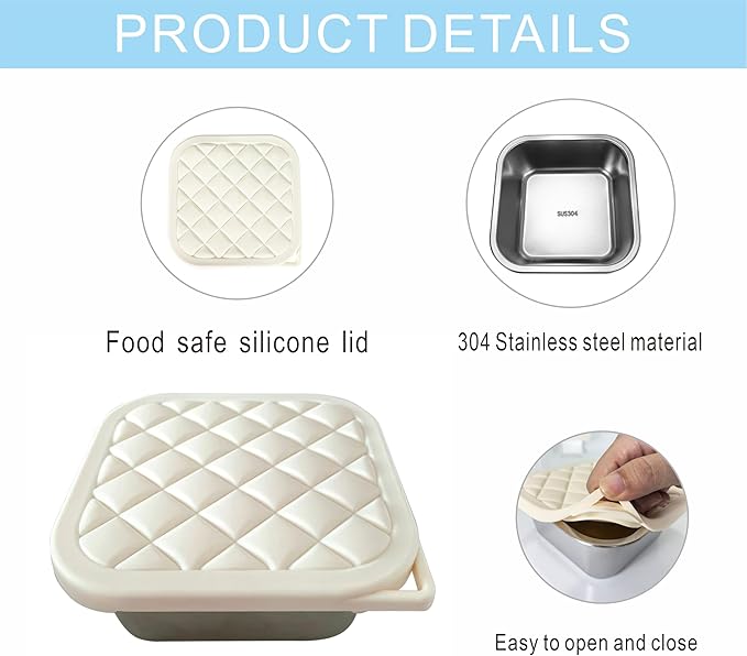 F.Y.Dreams 3 Pack 304 Stainless Steel Sandwich Containers With Silicone Lids/ 3 * 35 OZ/Plastic Free Lunch Box/Metal Bento Box/Snack Containers/Cream