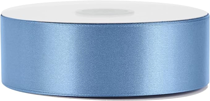 MEEDEE Smoke Blue Satin Ribbon 1-1/2 Inch Dusty Blue Ribbon Lux Double Faced Satin Ribbons by 50 Yards Polyester Satin Ribbons for Crafts, Weddings, Flower Bouquet, Holiday Decorating