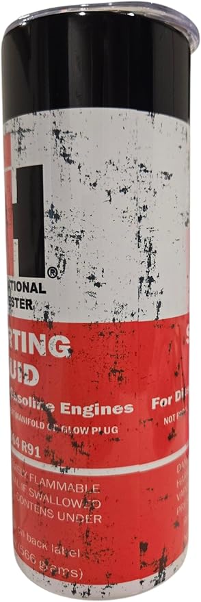 20 oz Shop Garage Man Cave Tractor Starting Fluid Farm Country IH Travel mug Oil Tumbler cups (Stainless Black Lid Look)