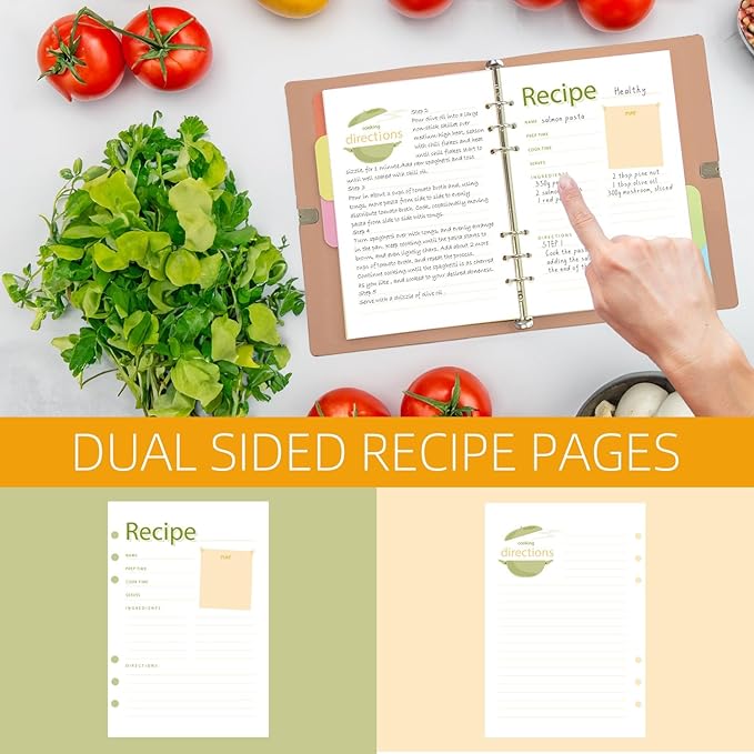 Personalized Recipe Book, 19 Custom Cover Designs, Customized Leather Family Cookbook Recipe Journal, Blank Recipe Book to Write in, Handcrafted Gift for Mom, Dad, Christmas, Birthday, Husband, Wife