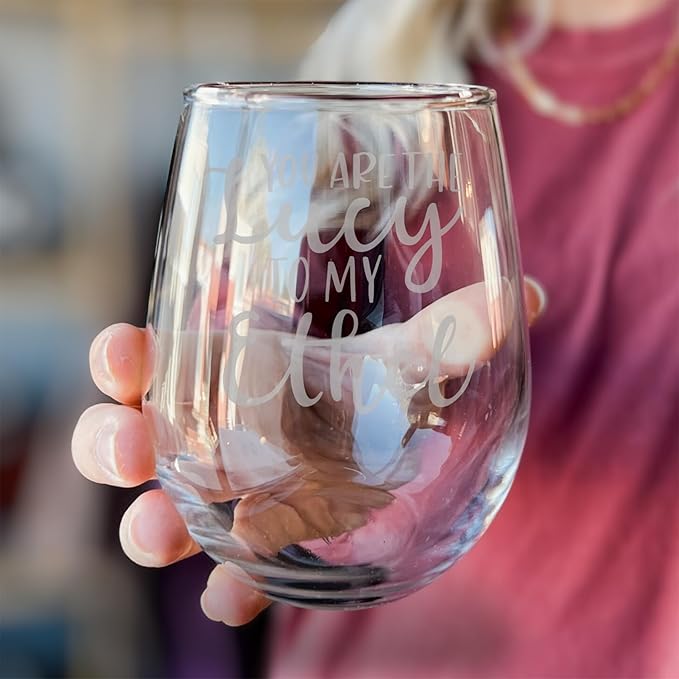 You Are the Lucy to My Ethel Stemless Wine Glass 20 oz Engraved Best Friend Wine Glass Funny & Heartfelt Gift for Women, BFF, Sisters, or Soulmates