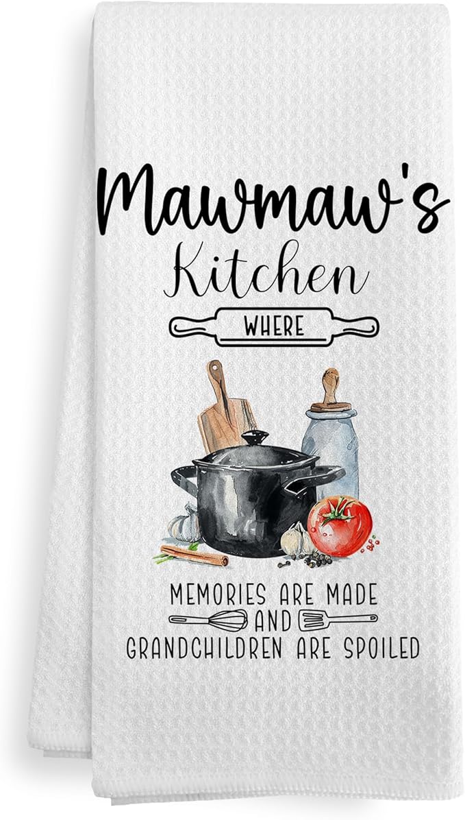 Mawmaw Maw Maw Gifts Gift for Grandma from Grandkids Grandson Granddaughter, Mothers Day Christmas Birthday Gifts for Mawmaw Women, Mawmaw's Kitchen Dish Hand Tea Towels for Kitchen, 16x24In