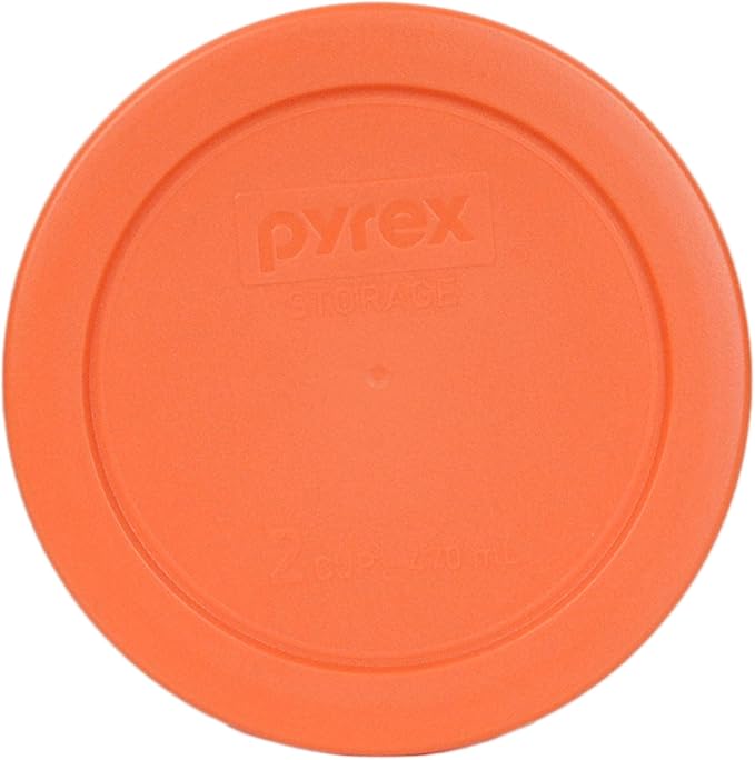 Pyrex (3) 7200-PC 2-Cup Orange, (3) 7201-PC 4-Cup Butter Yellow, & (3) 7402-PC 6/7 Cup Blue Food Storage Replacement Lids - Made in USA