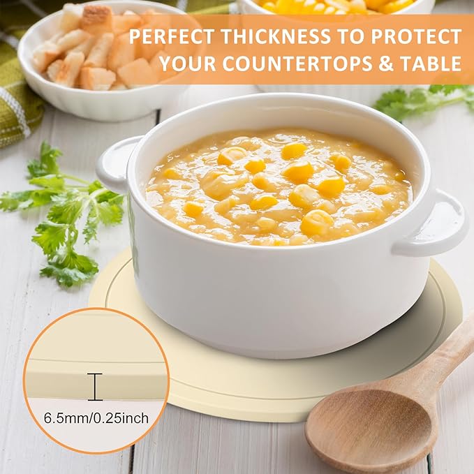 Silicone Trivet Mats 3 Pack Heat Resistant Pot Holders, Multipurpose Non-Slip Hot Pads for Kitchen Potholders, Hot Dishers, Jar Opener, Spoon Holder (Apricot)
