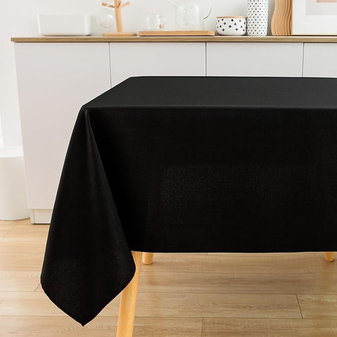 2 Pack Square Table Cloth 70X70 Inch Black Washable Fabric Tablecloth Polyester Solid Dining Table Cover for Birthday Party Dinner Holiday Outdoor Indoor