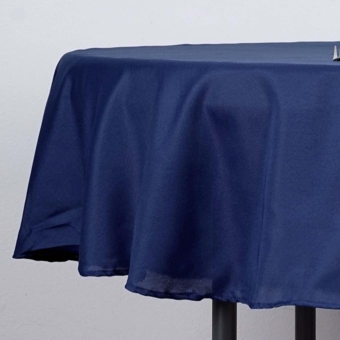 Efavormart Round Tablecloth, 90 Inch Stain & Wrinkle Resistant Washable Table Cloth, Decorative Polyester Fabric Table Cover for Banquet, Wedding, Dining- Navy Blue