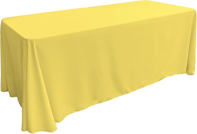 LA Linen Polyester Poplin Washable Rectangular Tablecloth, Stain and Wrinkle Resistant Table Cover 90x132, Fabric Table Cloth for Dinning, Kitchen, Party, Holiday 90 by 132-Inch, Yellow Light