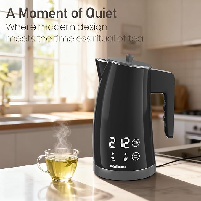 Electric Kettle with Temperature Control, 5 Preset Temps, 2H Keep Warm -1200W Quiet Water Boiler,Electric Tea Kettle with BPA-Free, Digital Cool-Touch, Rotating Base for Home,Office, Kids(Gray)