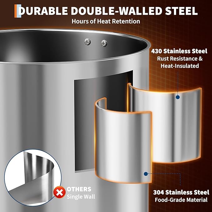 70-Cup Commercial Coffee Urn – 10l Large Stainless Steel Electric Coffee Maker with Double-Wall Insulation and Filter Basket – Suitable for Buffets, Catering, Parties, Weddings, and Business Events