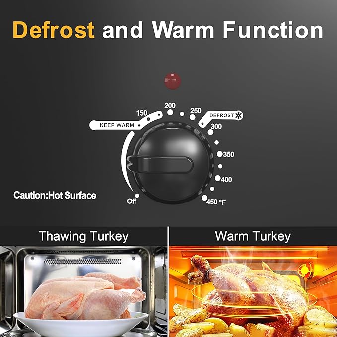 22 Quart Electric Roaster Oven, Turkey Roaster with Viewing & Self-basting Lid, Stainless Steel Turkey Roaster Oven, Black