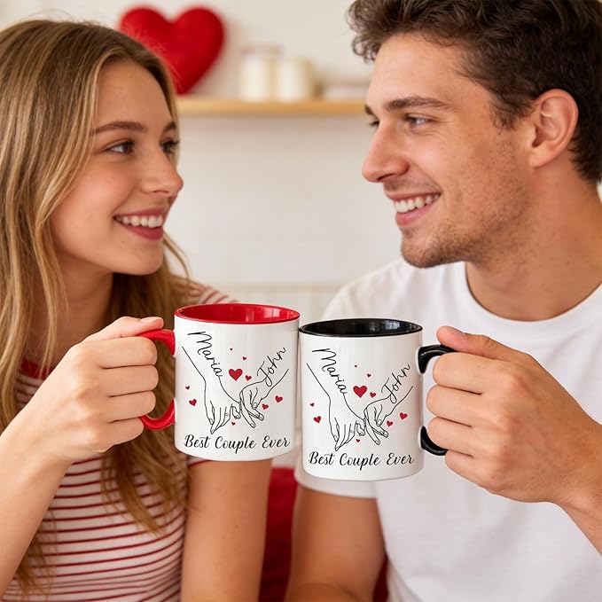 Personalized Coffee Mug with Photo Text Logo, 11OZ Custom Travel Cups, Personalized Valentine Birthday Employee Appreciation Gifts for Women Men Best Friend Office, Taza Personalizadas (couple mug)
