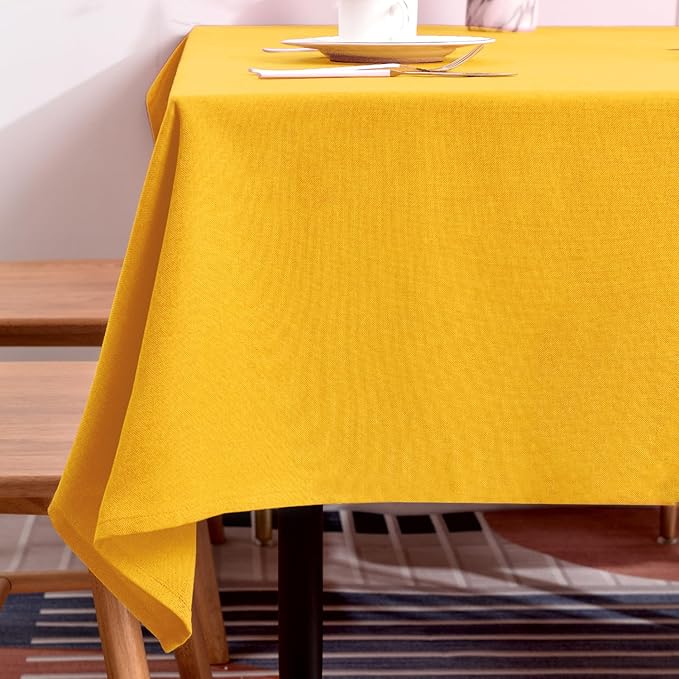 BALCONY & FALCON Table Cloth for 6 Foot Rectangle Tables – Waterproof, Wrinkle-Free Farmhouse Tablecloth for Dining, Kitchen, Wedding, Baby Shower & Holiday Gatherings (Yellow, 57" x 118")