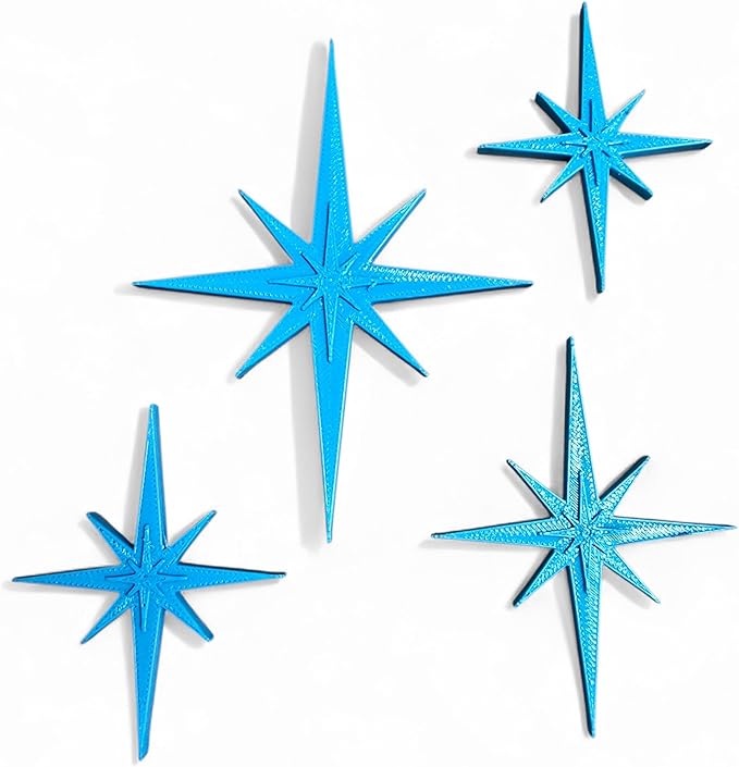 Midcentury Modern Vintage Style Atomic Star Bursts Fridge Magnets Art Refrigerator Kitchen Décor 1960s Retro 50s Home Office MCM (Teal)