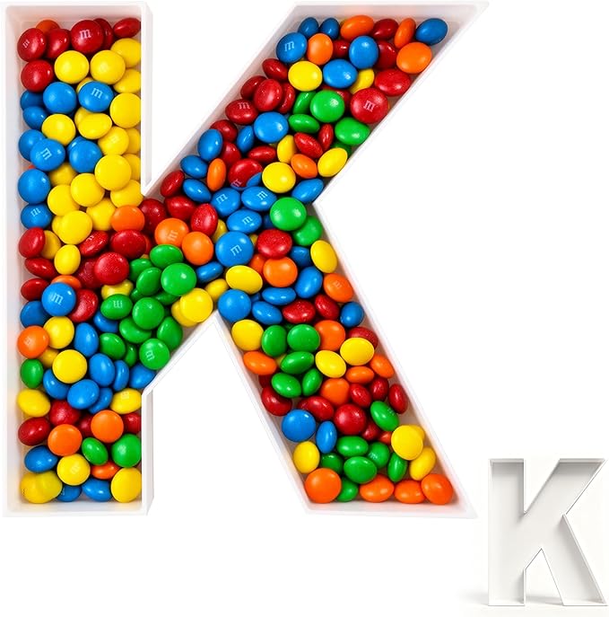 10" Reusable Plastic Box Form Tray Display for Treats, Charcuterie, Cake Pop, Candy, Charcuterie Box, Custom Charcuterie Letters Fillable - Reusable Letter Box - (White Plastic, K)