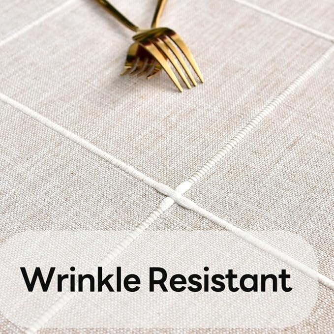 Heavy Duty Cotton Table Cloth for Rectangle Table Rectangular Farmhouse Vintage Tablecloth Washable Rustic Table Cover (Linen, 52''x98'')