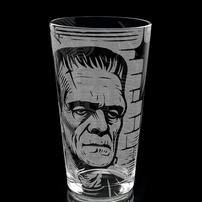 LumEngrave FRANKENSTEIN Engraved 16oz Beer Pint Glass | Great Classic Monster Scary Classic Novel Halloween Holiday Gift Idea & Decor!