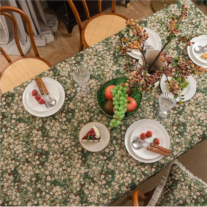 Rectangular Tablecloth Retro Tablecloth Hand-Painted Jacquard Flower Thickened Dining Table Coffee Table Cover Cloth Table Mat Tablecloth Suitable for Restaurant Camping(Style6,140 * 260cm)